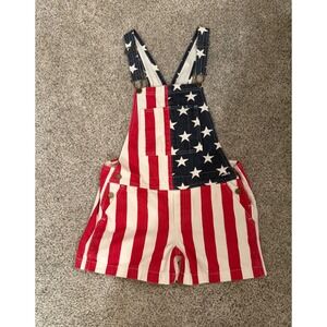 Chubbies Chubberalls American Flag Overalls Shorts Medium USA